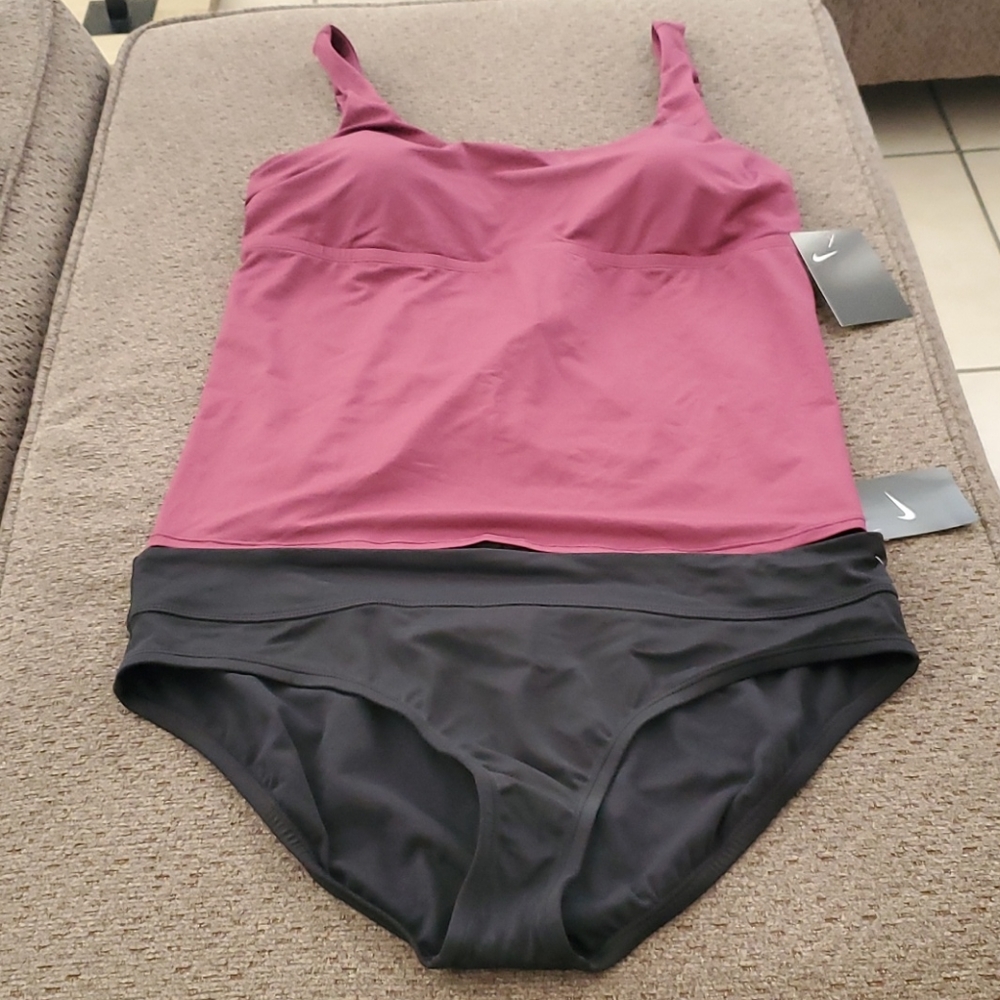 1-Nike Mauve swim top and Nike swim bottom